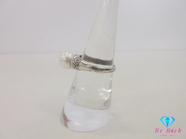 SILVER フェイクパール 8mm 珠 ダイヤモンド 付 デザイン リング 指輪 11号 SV 925 シルバー 宝石 ジュエリー アクセサリー 【中古】【送料無料】dgs4298