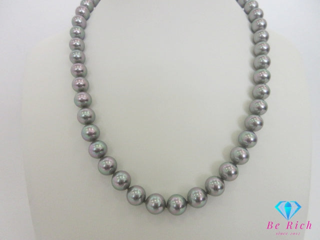 フェイクパール 8mm 珠 デザイン ネックレス ペンダント シルバー SILVER グレー系 宝石 ジュエリー アクセサリー パーティ フォーマル 【中古】【送料無料】dgs4390