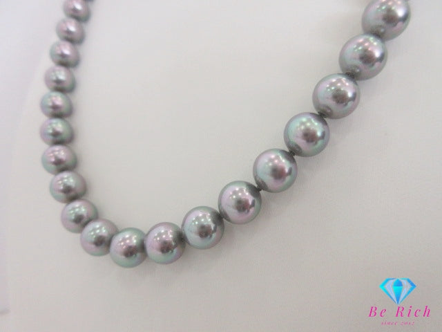 フェイクパール 8mm 珠 デザイン ネックレス ペンダント シルバー SILVER グレー系 宝石 ジュエリー アクセサリー パーティ フォーマル 【中古】【送料無料】dgs4390