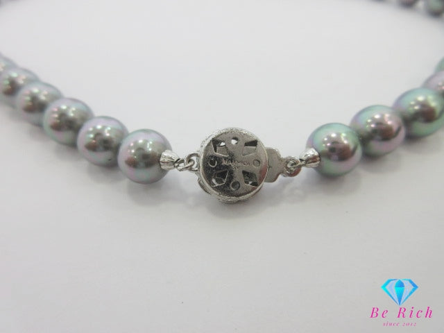 フェイクパール 8mm 珠 デザイン ネックレス ペンダント シルバー SILVER グレー系 宝石 ジュエリー アクセサリー パーティ フォーマル 【中古】【送料無料】dgs4390