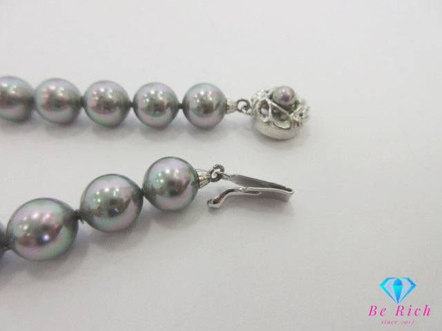 フェイクパール 8mm 珠 デザイン ネックレス ペンダント シルバー SILVER グレー系 宝石 ジュエリー アクセサリー パーティ フォーマル 【中古】【送料無料】dgs4390