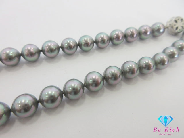 フェイクパール 8mm 珠 デザイン ネックレス ペンダント シルバー SILVER グレー系 宝石 ジュエリー アクセサリー パーティ フォーマル 【中古】【送料無料】dgs4390