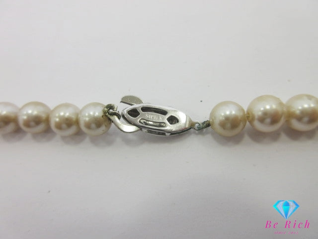 貝パール 真珠 7 mm 珠 シルバー デザイン ネックレス ペンダント SILVER イミテーション ジュエリー アクセサリー パーティ フォーマル 【中古】【送料無料】dgs4414
