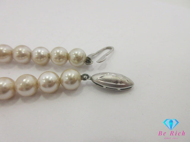 貝パール 真珠 7 mm 珠 シルバー デザイン ネックレス ペンダント SILVER イミテーション ジュエリー アクセサリー パーティ フォーマル 【中古】【送料無料】dgs4414