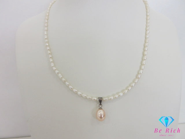 淡水 ライス パール 真珠 デザイン ネックレス ペンダント SILVER 925 シルバー ジュエリー アクセサリー パーティ フォーマル 【中古】【送料無料】dgs4478