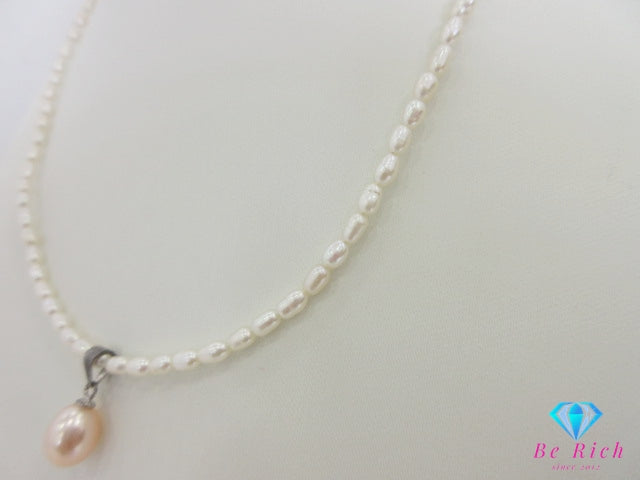 淡水 ライス パール 真珠 デザイン ネックレス ペンダント SILVER 925 シルバー ジュエリー アクセサリー パーティ フォーマル 【中古】【送料無料】dgs4478