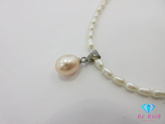 淡水 ライス パール 真珠 デザイン ネックレス ペンダント SILVER 925 シルバー ジュエリー アクセサリー パーティ フォーマル 【中古】【送料無料】dgs4478