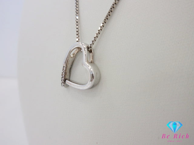 SV 925 ダイヤモンド 付 ハート デザイン ネックレス ペンダント シルバー ジュエリー アクセサリー  【中古】【送料無料】dgs4547