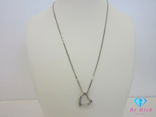 SV 925 ダイヤモンド 付 ハート デザイン ネックレス ペンダント シルバー ジュエリー アクセサリー  【中古】【送料無料】dgs4547