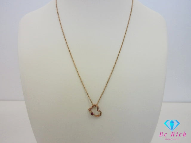 SV 925 カラーストーン ジルコニア 付 ハートモチーフ デザイン ネックレス ペンダント ピンクゴールド ジュエリー アクセサリー  【中古】【送料無料】dgs4635
