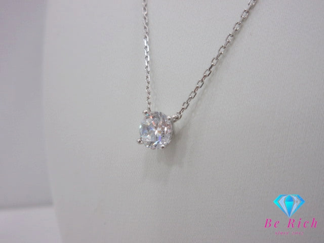 シルバー SV 925 一粒 キュービック ジルコニア 付 デザイン ネックレス ペンダント ジュエリー アクセサリー CZ SILVER  【中古】【送料無料】dgs4670