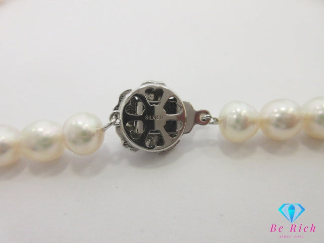 セミ バロック セミ ラウンド パール 真珠 7 - 7.5mm 珠 ネックレス ペンダント SILVER シルバー ジュエリー アクセサリー パーティ フォーマル 【中古】【送料無料】dgs4685