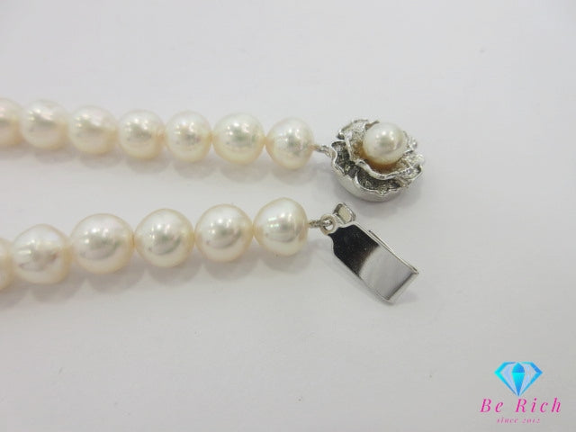 セミ バロック セミ ラウンド パール 真珠 7 - 7.5mm 珠 ネックレス ペンダント SILVER シルバー ジュエリー アクセサリー パーティ フォーマル 【中古】【送料無料】dgs4685
