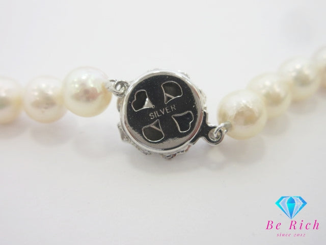 真珠 パール 7 mm 珠 デザイン ネックレス SILVER シルバー ジュエリー アクセサリー パーティ フォーマル 【中古】【送料無料】dgs4687