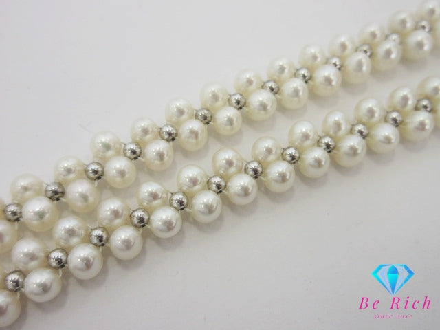 淡水 パール 真珠 2連 デザイン ネックレス ペンダント シルバー セミラウンド  SILVER ジュエリー アクセサリー 【中古】【送料無料】dgs4688