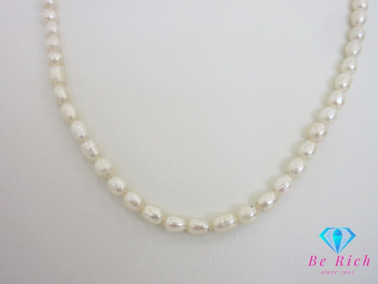 真珠 セミバロック パール 5 - 6 mm 珠 デザイン ネックレス SILVER シルバー ジュエリー アクセサリー パーティ フォーマル 【中古】【送料無料】dgs4697