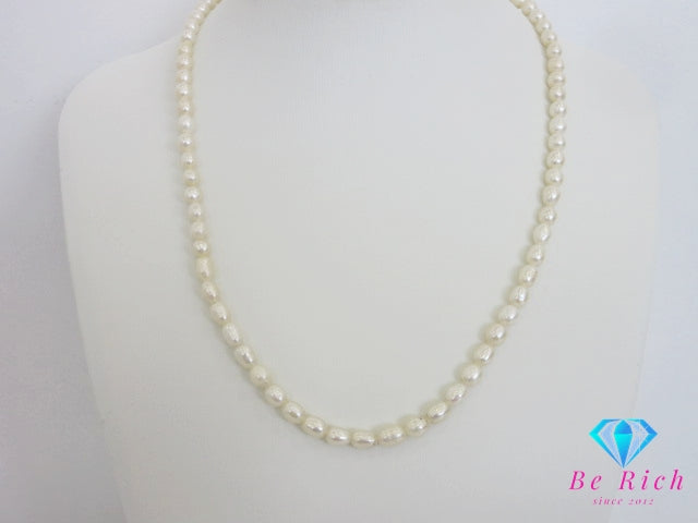 真珠 セミバロック パール 5 - 6 mm 珠 デザイン ネックレス SILVER シルバー ジュエリー アクセサリー パーティ フォーマル 【中古】【送料無料】dgs4697