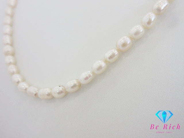 真珠 セミバロック パール 5 - 6 mm 珠 デザイン ネックレス SILVER シルバー ジュエリー アクセサリー パーティ フォーマル 【中古】【送料無料】dgs4697