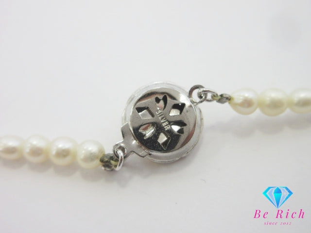 真珠 セミバロック パール 5 - 6 mm 珠 デザイン ネックレス SILVER シルバー ジュエリー アクセサリー パーティ フォーマル 【中古】【送料無料】dgs4697