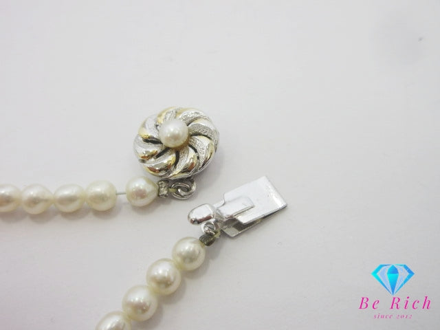 真珠 セミバロック パール 5 - 6 mm 珠 デザイン ネックレス SILVER シルバー ジュエリー アクセサリー パーティ フォーマル 【中古】【送料無料】dgs4697