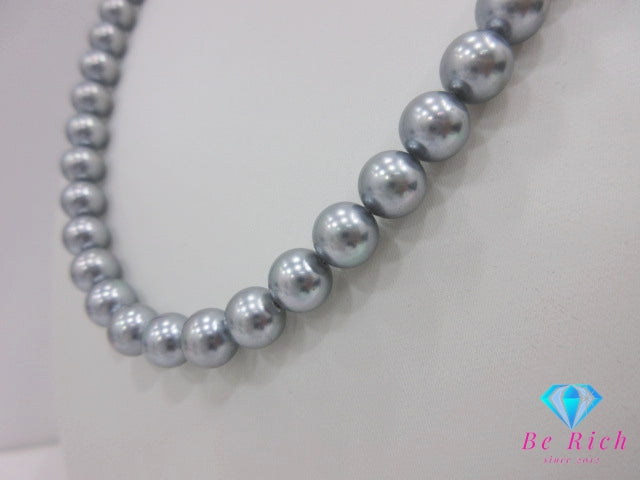 シルバーグレー系 フェイク パール 8mm 珠 デザイン ネックレス SILVER シルバー パーティ フォーマル ジュエリー アクセサリー ペンダント イミテーション  【中古】【送料無料】 dgs4716