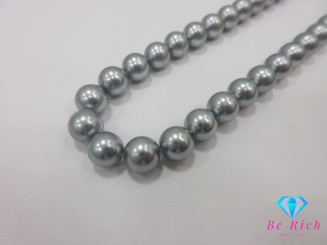 シルバーグレー系 フェイク パール 8mm 珠 デザイン ネックレス SILVER シルバー パーティ フォーマル ジュエリー アクセサリー ペンダント イミテーション  【中古】【送料無料】 dgs4716