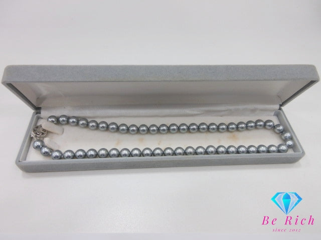 シルバーグレー系 フェイク パール 8mm 珠 デザイン ネックレス SILVER シルバー パーティ フォーマル ジュエリー アクセサリー ペンダント イミテーション  【中古】【送料無料】 dgs4716