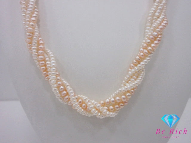 ベビー パール 3 - 4 mm ツイスト デザイン ネックレス ペンダント ピンク ホワイト 白 系 SILVER シルバー SV 宝石 ジュエリー アクセサリー パーティ フォーマル 【中古】【送料無料】dgs4737