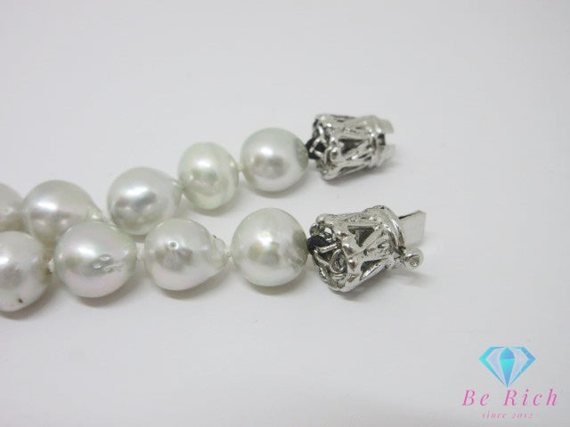真珠 セミバロック パール 7 - 9 mm 珠 デザイン ネックレス SILVER シルバー ジュエリー アクセサリー パーティ フォーマル 【中古】【送料無料】dgs4760