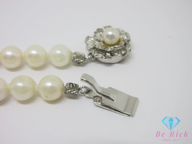 パール 真珠  6.5 mm 珠 ネックレス ペンダント イヤリング セット SILVER シルバー ジュエリー アクセサリー パーティ フォーマル 【中古】【送料無料】dgs4946
