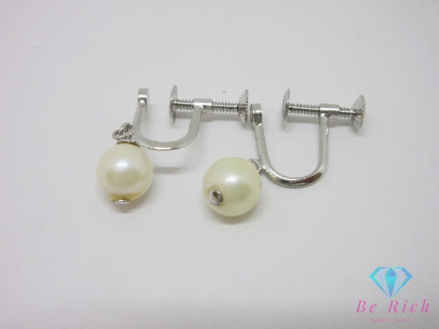 パール 真珠  6.5 mm 珠 ネックレス ペンダント イヤリング セット SILVER シルバー ジュエリー アクセサリー パーティ フォーマル 【中古】【送料無料】dgs4946