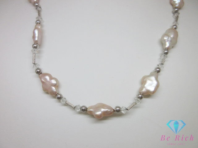 淡水 バロック パール 真珠 ビーズ 付 ステーション ネックレス ペンダント SILVER 925 シルバー ジュエリー アクセサリー パーティ フォーマル 【中古】【送料無料】dgs5009
