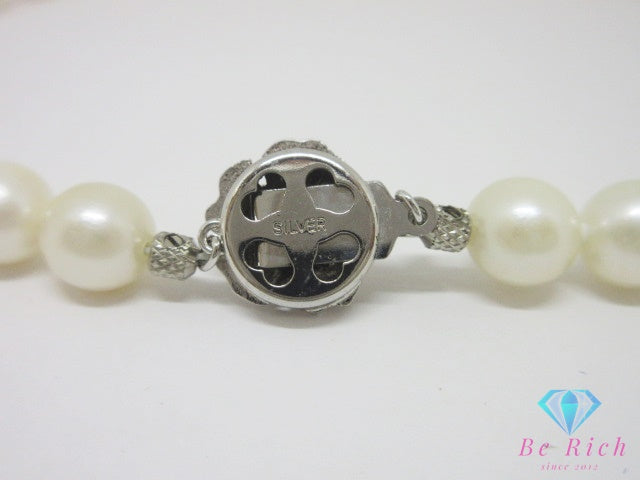 パール 真珠 8 - 9 mm 珠 ネックレス ペンダント イヤリング セット SILVER シルバー ジュエリー アクセサリー パーティ フォーマル 【中古】【送料無料】dgs5065