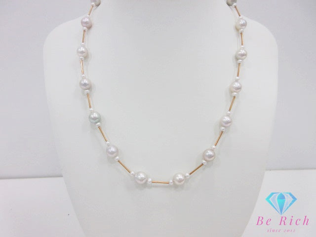 セミ バロック パール 真珠 7-7.5mm 珠 付 ステーション ネックレス ペンダント SILVER 925 GP メッキ ゴールド ジュエリー アクセサリー パーティ フォーマル 【中古】【送料無料】dgs5105