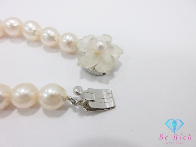 真珠 パール 8 mm 珠 デザイン ネックレス SILVER シルバー ジュエリー アクセサリー パーティ フォーマル 【中古】【送料無料】dgs5160