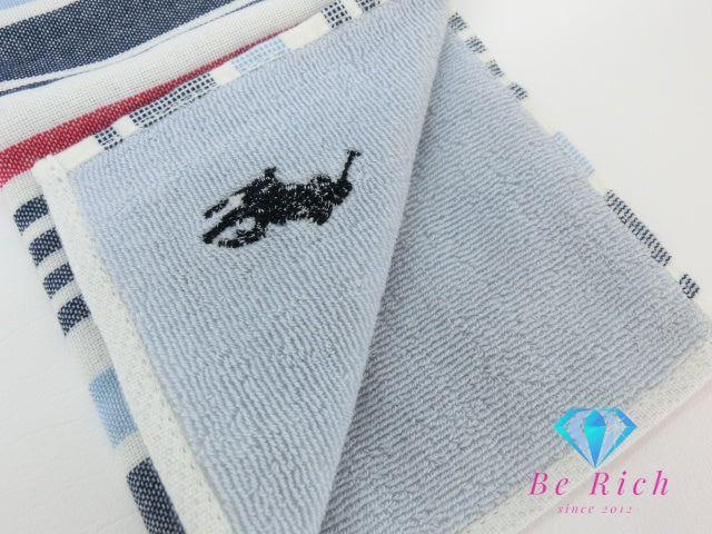 ラルフ ローレン RALPH LAUREN ガーゼ タオル ハンカチ 24.5 × 25 cm ボーダー ホワイト ネイビー レッド 白 青 赤 綿 コットン パイル POLO ポロ   【中古】【送料無料】 h1328