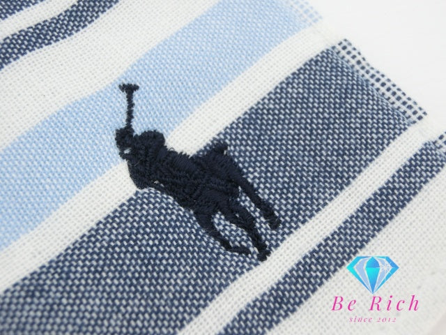 ラルフ ローレン RALPH LAUREN ガーゼ タオル ハンカチ 24.5 × 25 cm ボーダー ホワイト ネイビー レッド 白 青 赤 綿 コットン パイル POLO ポロ   【中古】【送料無料】 h1328