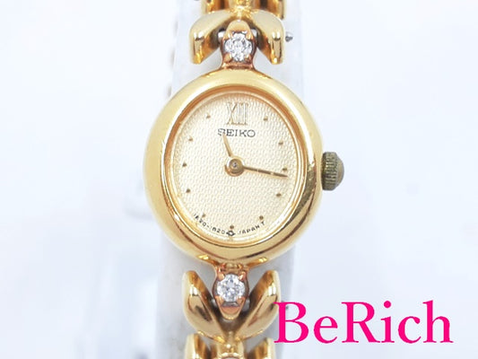 セイコー SEIKO レディース 腕時計 1E20-6050 オーバル ゴールド 文字盤 SS ブレス クォーツ QZ ウォッチ 【中古】【送料無料】 ht1567