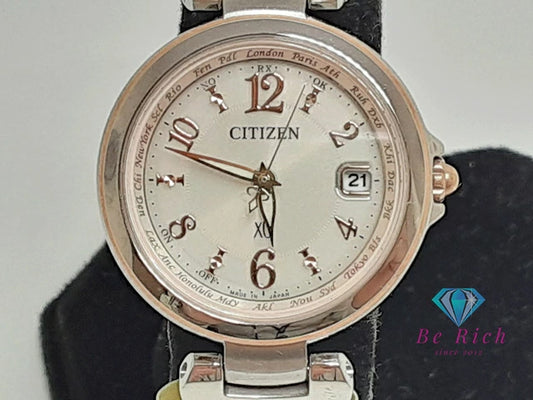 シチズン CITIZEN クロスシー XC エコ ドライブ レディース 腕時計 H246-T023908 白 ホワイト ピンク ゴールド SS GP ブレス 電波 ソーラー アナログ クォーツ QZ ウォッチ 【中古】【送料無料】 ht4050