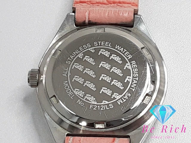 フォリフォリ Folli Follie レディース 腕時計 デイト F212/LS チェンジ ベゼル ベルト ラインストーン シルバー SS レザー ブレス アナログ クォーツ QZ ウォッチ 【中古】【送料無料】 ht4389
