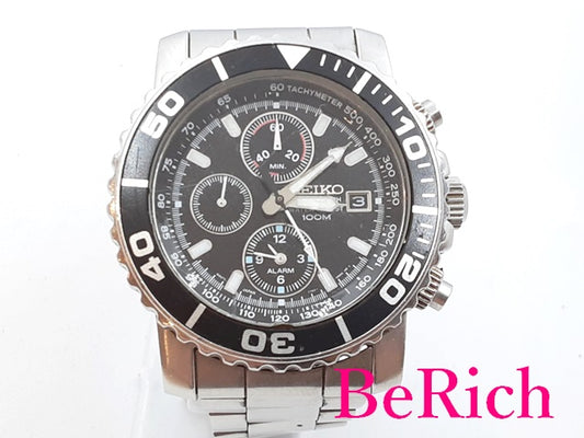 セイコー SEIKO クロノグラフ メンズ 腕時計 デイト 7T62-0CV0 黒 ブラック 文字盤 SS ブレス アナログ クォーツ QZ ウォッチ 【中古】【送料無料】 ht4455