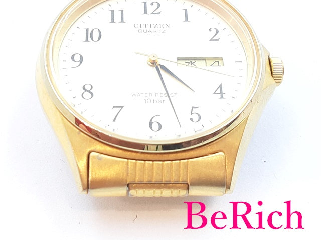 シチズン CITIZEN メンズ 腕時計 デイデイト 5500-F50123 シャンパン ゴールド 文字盤 SS ブレス クォーツ QZ ウォッチ   【中古】【送料無料】 ht4490