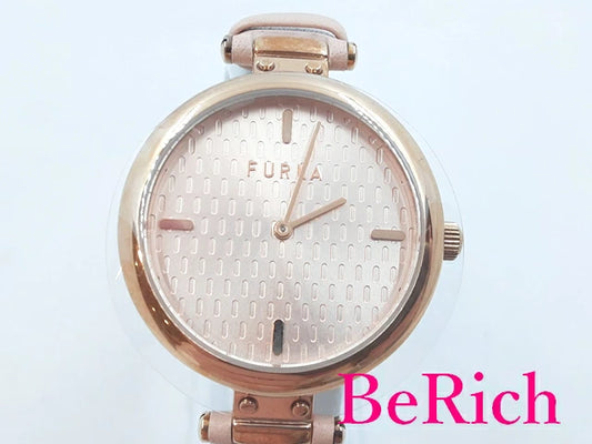 フルラ FURLA ニュー ピン 32mm レディース 腕時計 WW00018004L3 ローズ ピンク ゴールド 文字盤 SS レザー ブレス アナログ クォーツ QZ ウォッチ NEW PIN 【中古】【送料無料】 ht4669
