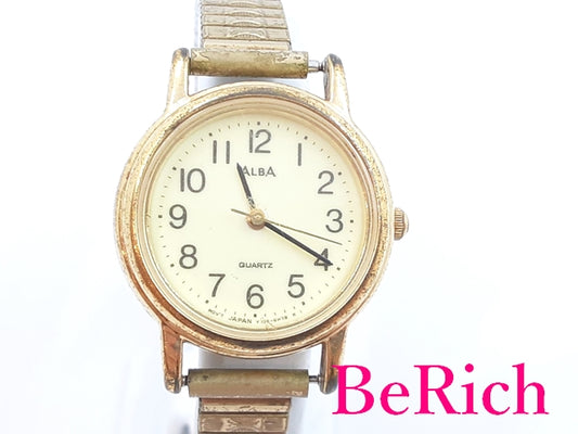 セイコー SEIKO アルバ ALBA レディース 腕時計 Y136-6A80 アイボリー 文字盤 SS GP ブレス アナログ QZ ウォッチ 【中古】【送料無料】 ht4671