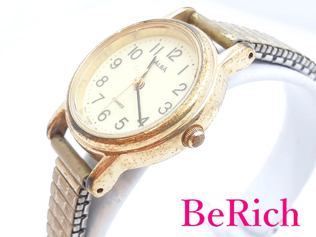 セイコー SEIKO アルバ ALBA レディース 腕時計 Y136-6A80 アイボリー 文字盤 SS GP ブレス アナログ QZ ウォッチ 【中古】【送料無料】 ht4671