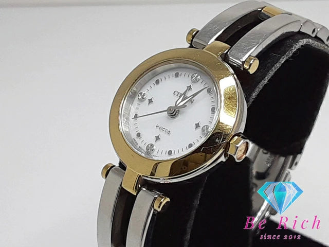 シチズン CITIZEN ウィッカ ソーラー レディース 腕時計 E031-S063116 白 ホワイト シルバー ゴールド SS ブレス アナログ QZ クォーツ ウォッチ Wicca  【中古】【送料無料】 ht4959