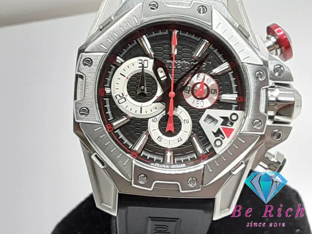 美品 ロベルト カヴァリ バイ フランクミュラー Roberto Cavalli BY FRANCK MULLER クロノグラフ メンズ 腕時計 デイト RV1G057P0031 黒 ブラック SS ラバー ブレス アナログ クォーツ QZ ウォッチ  【中古】【送料無料】 ht4964