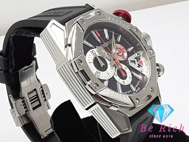 美品 ロベルト カヴァリ バイ フランクミュラー Roberto Cavalli BY FRANCK MULLER クロノグラフ メンズ 腕時計 デイト RV1G057P0031 黒 ブラック SS ラバー ブレス アナログ クォーツ QZ ウォッチ  【中古】【送料無料】 ht4964