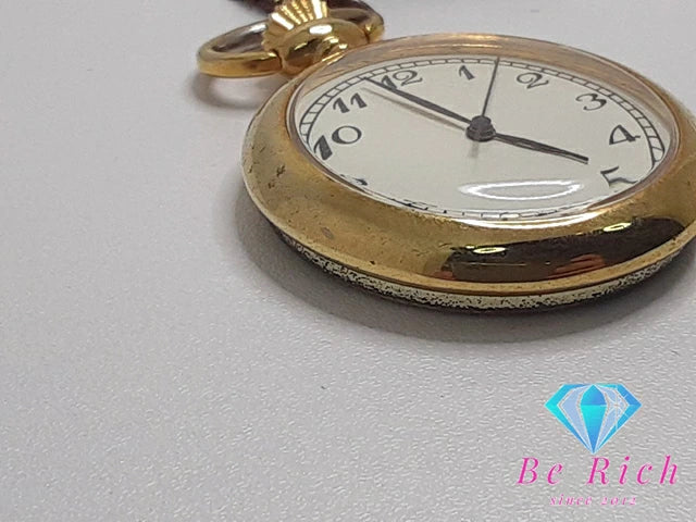 天童よしみ キーホルダー ポケットウォッチ 懐中時計 白 ホワイト ゴールド SS ゴールド アナログ クォーツ QZ ウォッチ チャーム 【中古】【送料無料】 ht4968