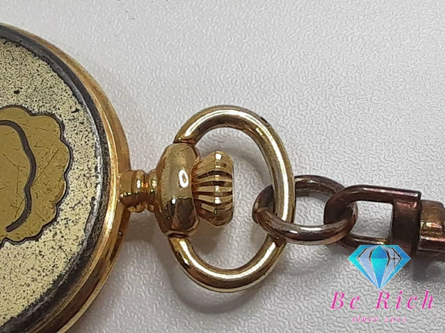 天童よしみ キーホルダー ポケットウォッチ 懐中時計 白 ホワイト ゴールド SS ゴールド アナログ クォーツ QZ ウォッチ チャーム 【中古】【送料無料】 ht4968